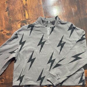 Cold Crush Gray Zip Up Top with Black Lightning Bolts